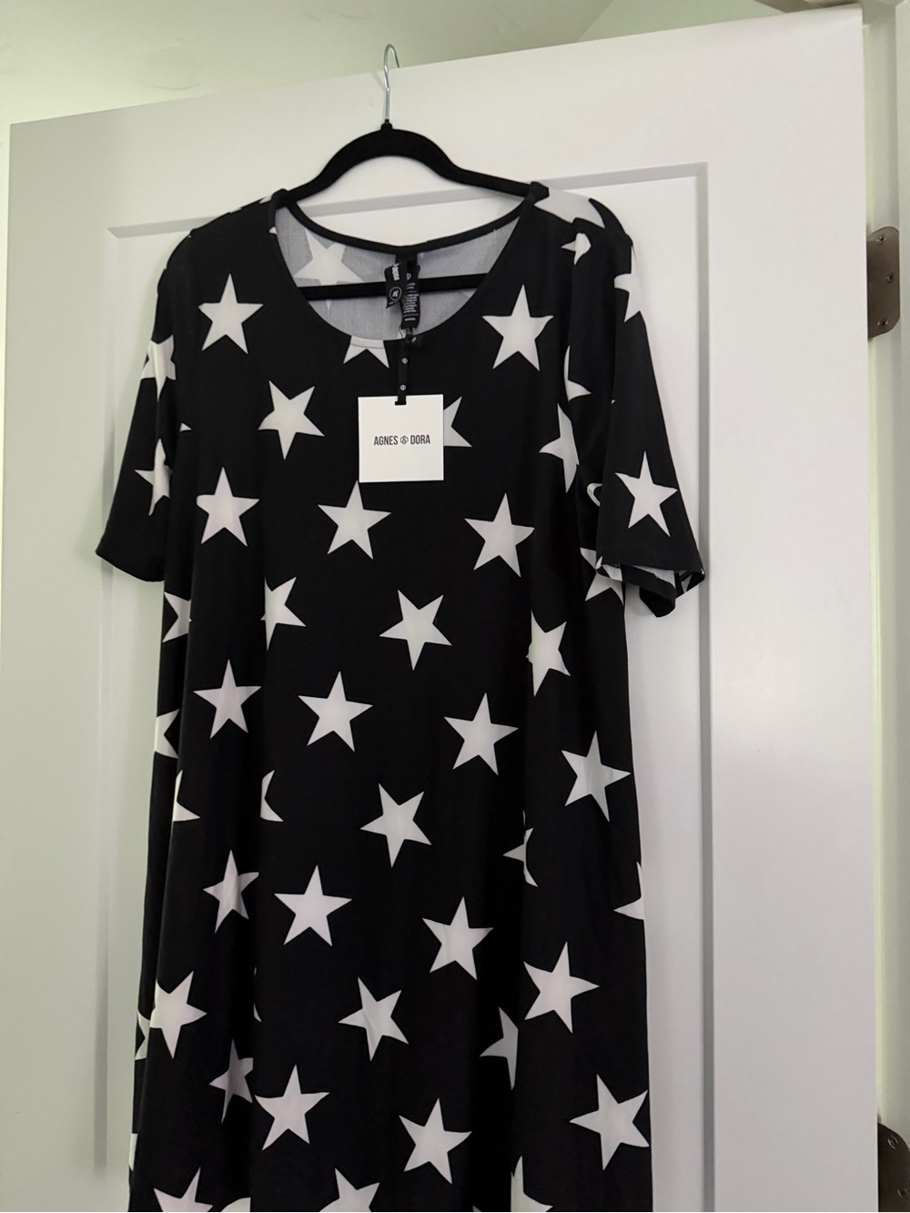 Agnes & Dora Black Tunic with White Star Print